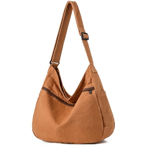 Image of Canvas Hobo Crossbody Shoulder Tote Bag for Women and Men Large Purse Messenger Bag Travel Work Shopping