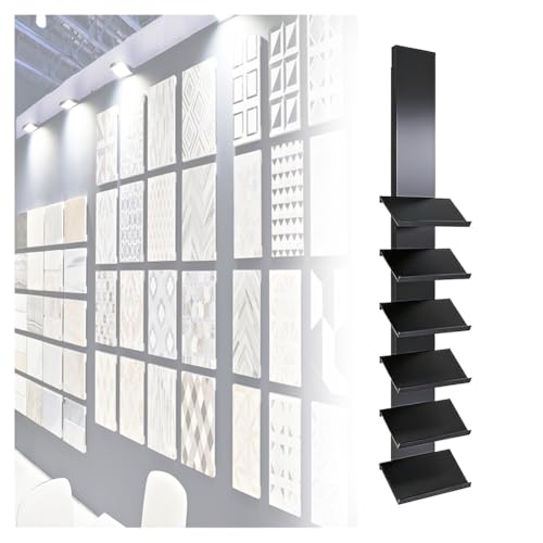 pujindu Expositor De Muestras De Azulejos para Montar En La Pared, Estantería De Almacenamiento De Tablas De Madera Y Plantillas para Puertas con Soportes para Colgar(Black,40x30x150cm)