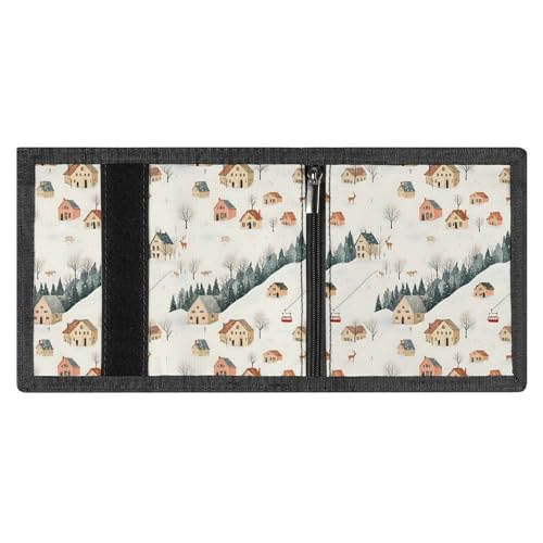 Winter Cable Car Elk Print Wallet for Men, 8 Credit Card Holder Slim Minimalist Front Pocket Small Mens Bifold Wallets3