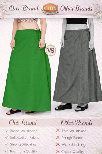Image of CITIX Pure Cotton Petticoat for Woman Saree | Adujastable Drawstring Waist