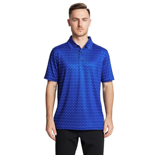 Image of Golf Shirts for Men Dry Fit Short Sleeve Print Performance Moisture Wicking Polo Shirt