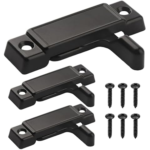 3Pcs F2590 Universal Window Sash Lock Replacement – 2-1/4" Hole Center Sliding Window Latch for Double Hung, Horizontal & Vertical Windows for Enhanced Home Security (Black) Cover