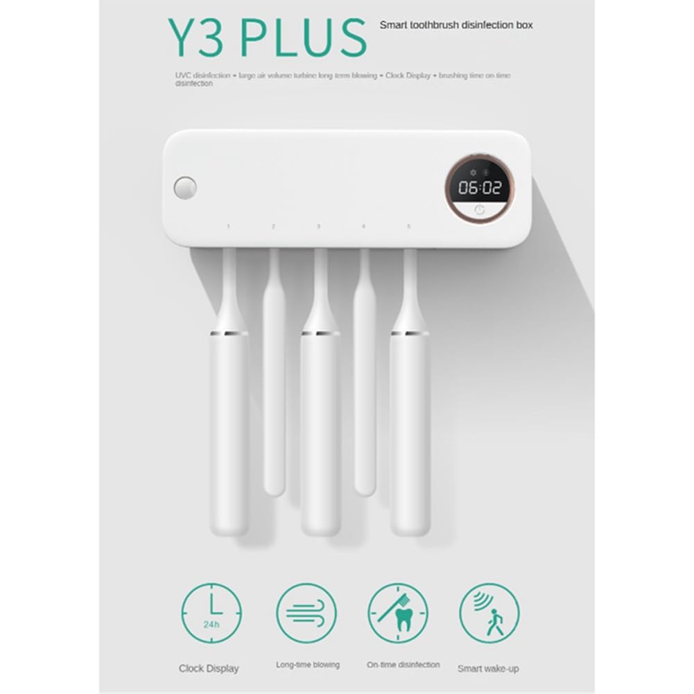 Sterilizzatore per spazzolino da denti UV porta spazzolino da denti da parete ricaricabile ad asciugatura con display a LED per bagno