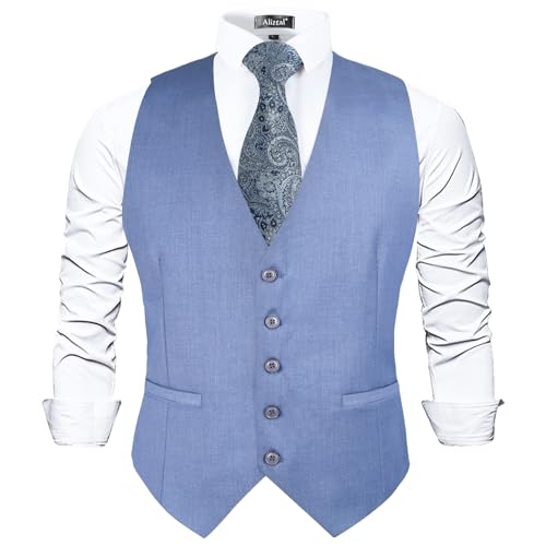 Image of Alizeal Mens Classic Solid Suit Vest Regular Fit Tuxedo Waistcoat | Classic for Wedding Business Daily Wear Wedding