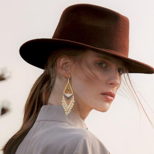 Bohemian Large Long Tassel Beaded Dangle Earrings Native Handmade Boho Statement Big Fringe for Women2