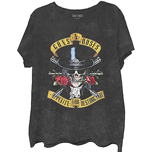 Rockoff Trade Guns N Roses T Shirt Appetite Washed Nouveau Officiel Dip Dye on Noir Unisex - Les Beatles, Paul McCartney, John Lennon, RIngo Starr, George Harrison Rockoff Trade Guns N Roses T Shirt Appetite Washed Nouveau Officiel Dip Dye on Noir Unisex