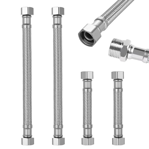 4 Stk Flexschlauch 3/8,Edelstahl Flexschlauch Panzerschlauch Wasserhahn Armaturenschlauch Verlängerung, 20/10cm Flex Schlauch Armatur,Flexibler Panzerschlauch Verlängerung für Küche Wasserhahn Bad WC