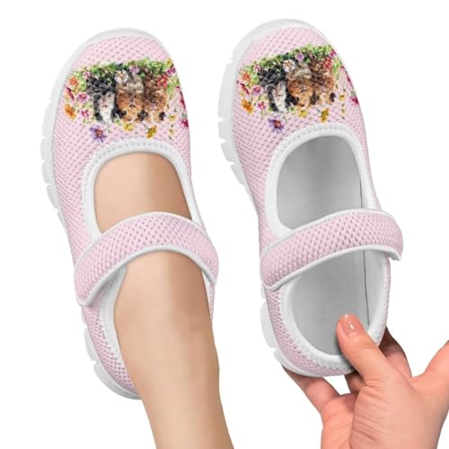 JoyLamoria Guinea Pig Floral Print Toddler Girls Dress Shoes Lightweight Mary Jane Shoes for Girls Anti Slip Ballet Shoes Soft Flats Sneakers3