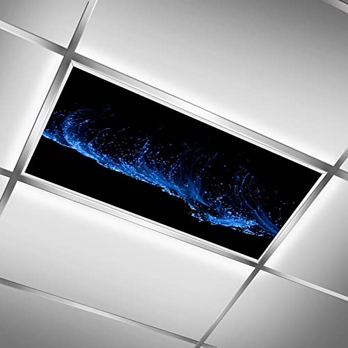 MEHOM Cache-lampes fluorescentes pour salle de classe, bureau, plafonnier LED bleu galaxie avec filtre décoratif – 61 x 122 cm