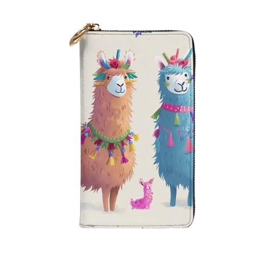 Women's Leather Wallet - Alpaca Llama Prints Coin Purse Travel Card Holder Zipper Purse Cell Phone Handbag2