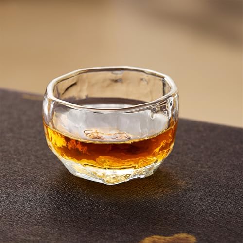 Vasos de vidrio labrado con relieve de martillo para mesa elegante 4