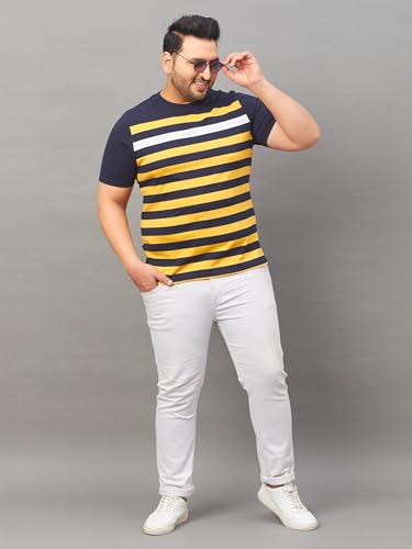 Image of AUSTIVO Men's Plus Size Half Sleeve Striper T-Shirt 191A