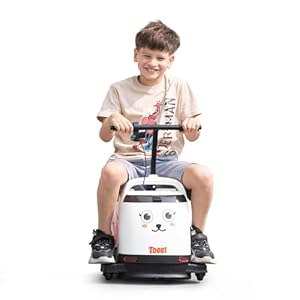 TOBBI Electric Box Car Toy, 12V Ride On Car Battery Powered Vehicle w/Speed Throttle, Storage Space, MP3 for Boys and Girls Aged 8-12, White
