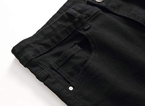 Men's Slim Fit Medium Stretch Jeans in Black 75% Cotton Denim Soft Breathable Machine Washable4