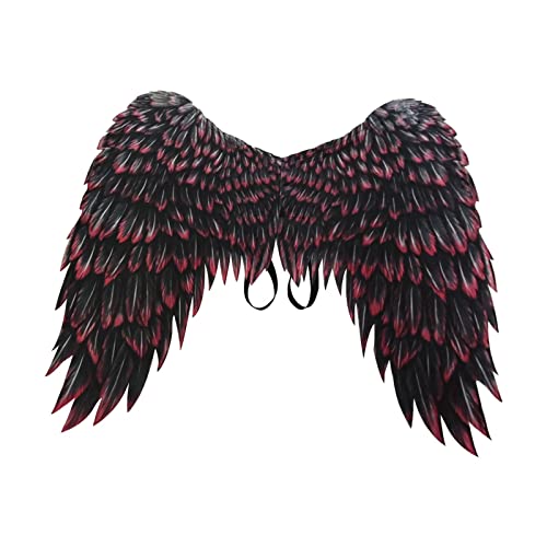 SGerste Large Adult Angel Wings Costume Accessory Cosplay Fancy Dress Theme Party Carnival Mardi Gras Supplies, Black Red (Black Red)