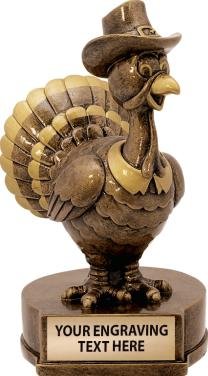 Thanksgiving Trophy Award - 5" Hand Painted Turkey Sculpture for Turkey Bowls, Turkey Trots, Thanksgiving Contests, Freindsgiving Party Awards & More