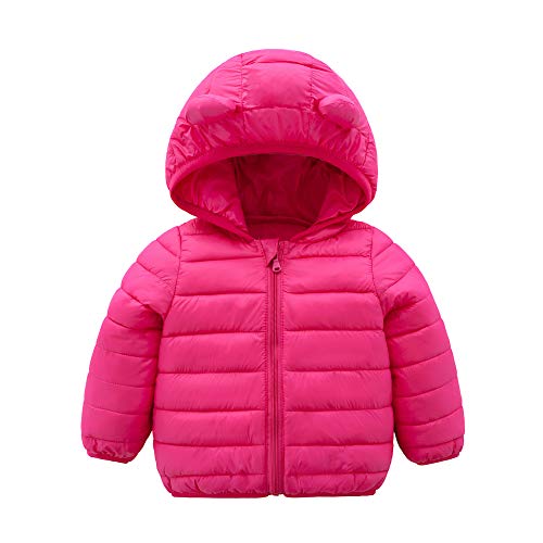 CECORC Winter Coats for Kids with Hoods Light Puffer Jacket for Girls | Baby, Infants, Toddlers, 6-12 Months，Rose