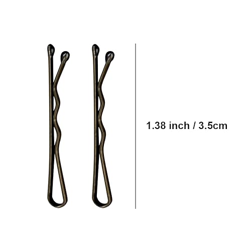 Miniatura 3 de Mini Bobby Pins marrón con bonita funda, 200 CT 1.38 pulgadas bronce pequeño para moños, horquillas de pelo premium para niños, niñas y mujeres,