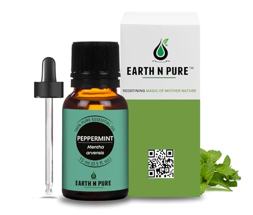 Image of Earth N Pure Peppermint Essential Oil (Pudina Oil) Undiluted, Natural and Therapeutic Grade with Glass Dropper 15 ml