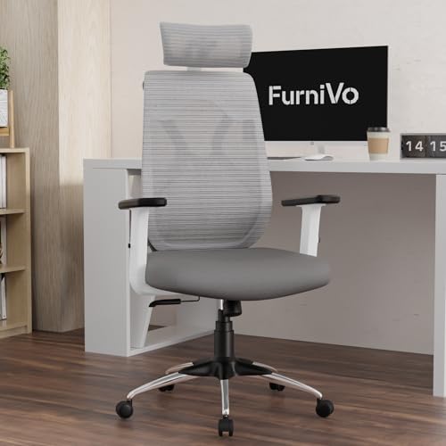 Image of Titan Ergonomic Office Chair for Home & Office | Adjustable Armrests | 120 Recline | Lumbar Support | Thick Cushioned Seat | Heavy-Duty Base | 3 Years Warranty (White Grey)