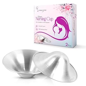 Silver Nursing Cups for Breastfeeding – Nipple Shields for Nursing Newborn 18mm – 925 Silver Nipple Shield – Breast Shields for Nursing Includes Silicone Storage Box – 2 Count (Large)