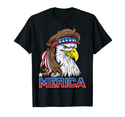 Merica Eagle Mullet 4th of July Men Women American Flag USA T-Shirt