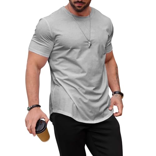 Mancozy Premium Men's Fitted Crew Neck Plain Essential Tees Short Sleeve T-Shirts for Men X-Large
