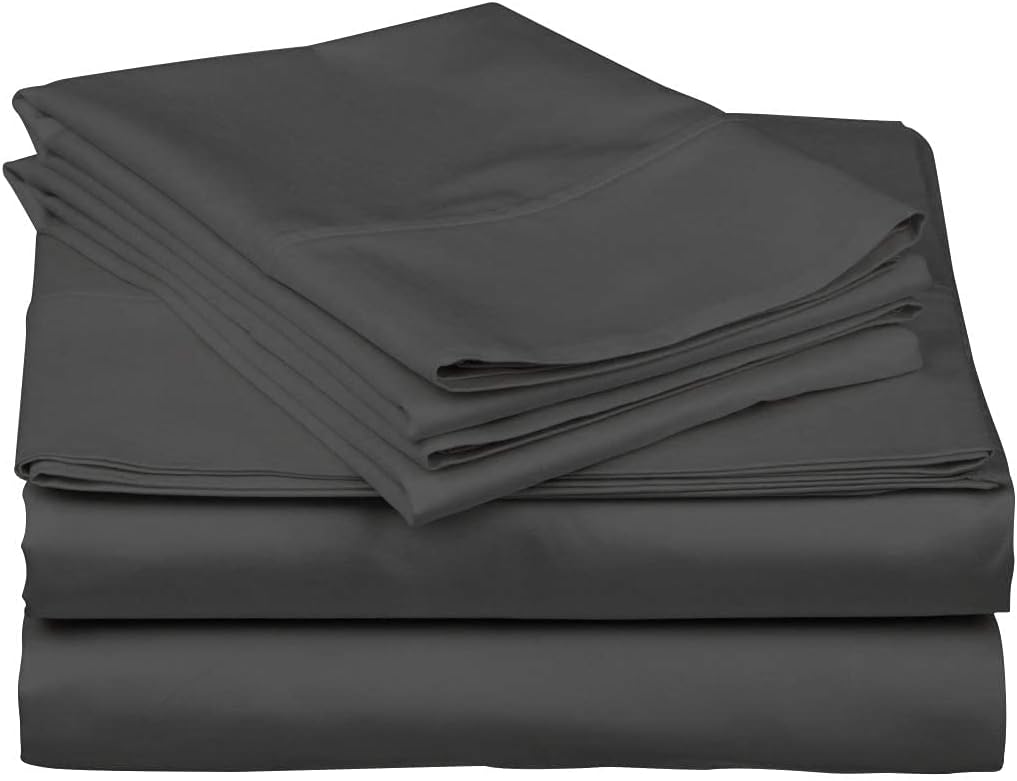 100% Egyptian Cotton - Genuine 400 Thread Count 4 Piece Sheet Set Size Twin - Fits Mattress Upto 18'' Deep Pocket - Elephant Gray