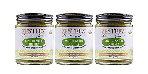 Premium Mint Cilantro Chutney - 9oz Each (Pack of 3) Made in USA
