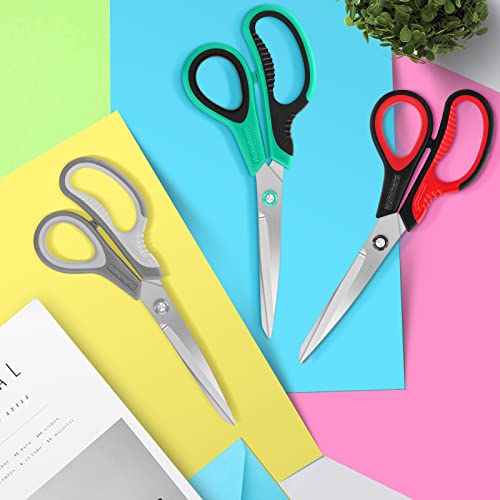 Scissors All Purpose, Huhuhero 8.7" Titanium Super Sharp Scissors Heavy Duty Blade Shears, Scissors For Office School Home Sewing Craft Supplies, Right/Left Handed Soft Comfort-Grip Set Of 3 #TOP5