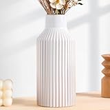 STHIE White Ceramic Flower Vase, 8 Inch...