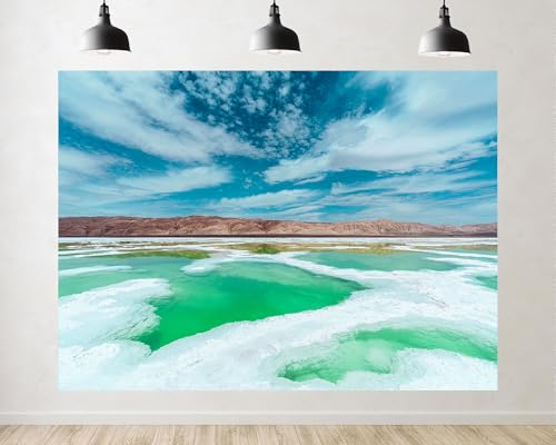 Trykid 7x5ft Green Salt Lake with White Crystalline Shore Backdrop
