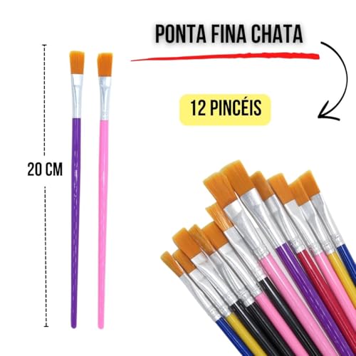 Kit 24 Pincéis Artesanato Pintura Ponta Fina Redonda E Chato
