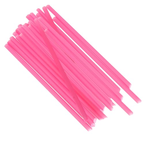 100 pitillos desechables de plástico en forma de corazón color rosa