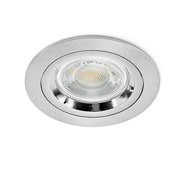 linovum® 10er Set Einbaustrahler LED GU10 230V - runde Einbauspots Edelstahl gebürstet Optik inkl. LED GU-10 neutralweiß… – Bild 4