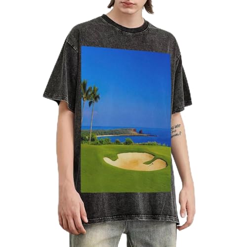 T-shirt golf vintage surdimensionné en coton délavé pour homme au style urbain décontracté