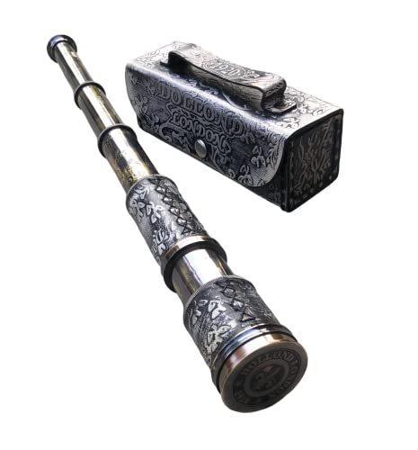 Personalized Nautical Brass Handheld Collectible Marine Solid Brass Telescope Dollond London Functional Vintage Handcrafted Collapsible Pirate Spyglass with Imprinted Leather Case