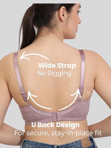 Image of GLAMORAS Women Cotton Spandex Non Padded & Non Wired Minimizer Everyday Bra| Structured for Bounce Control with Full Coverage & Broad Side Wings Prevents Side Spillage