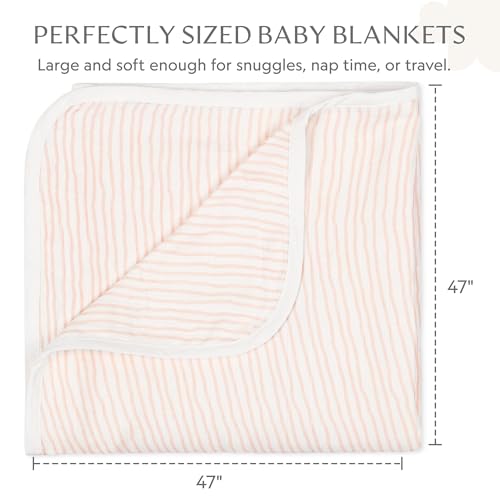 Image of Soft Bamboo Viscose Baby Blanket, Baby Boy /Girl /Unisex, 47 inchx47 inch, 8-Layers, 70% Viscose derived from Bamboo, 30% Cotton Muslin, Imported (Pink)