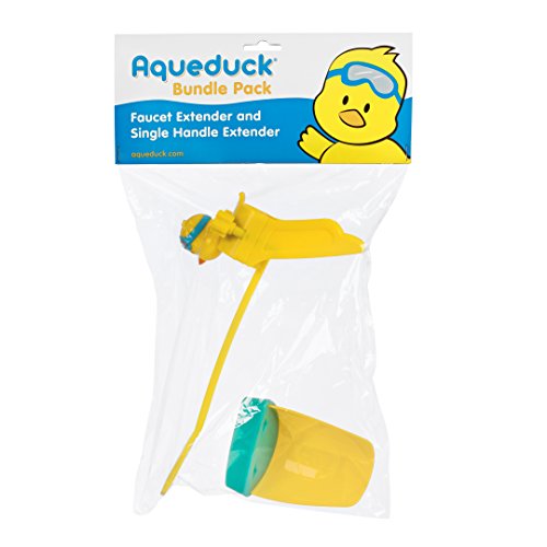 Image of Aqueduck Faucet Handle Extender Set. Connects to Sink Handle and Faucet to Make Washing Hands Fun and Teaches Your Baby or Child Good Habits and Promote Independence to Them.