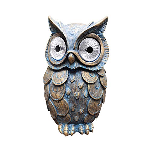 Povanjer Lampe Solaire LED de Hibou Décoration Jardin Statue Animaux Lumière Solaire Hibou en Résine Lampe de Jardin Étanche Veilleuse décorative pour la Maison et Le Jardin