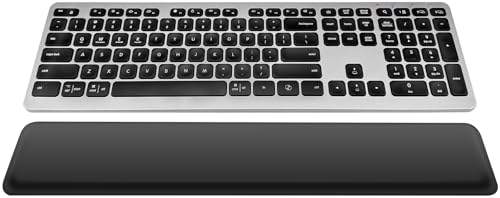 Wireless Keyboard, Bluetooth Keyboard with Leather Palm Rest, Backlighting, Multi-Device P - image 1