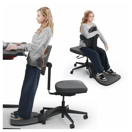 SPXMQSS Silla De Oficina Ergonomica Sillas De Escritorio con Ruedas Silla ErgonóMica Antifatiga para Trabajar De Pie Silla Escritorio Sin Reposabrazos M
