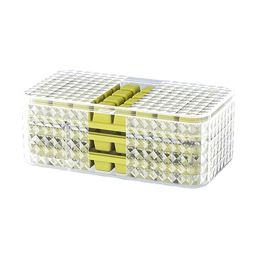 64 Grids Ice Cube Tray with Lid, Easy Release Double Layer Mold for Cocktail, Whiskey, Coffee, Green, No Mess, Affordable Price
