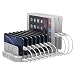 Adjustable Dividers Charging Station, UNITEK 10-Port USB Charger Charging Station with Quick Charge 2.0 for Multiple Device with SmartIC Tech, Organizer Stand - White