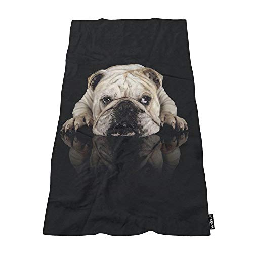 Moslion Soft Bath Towels Funny Dog Bulldog Comfy Bathing/Beach/Camping Towel for Women Men Girls Boys Large Size 64x32 Inches