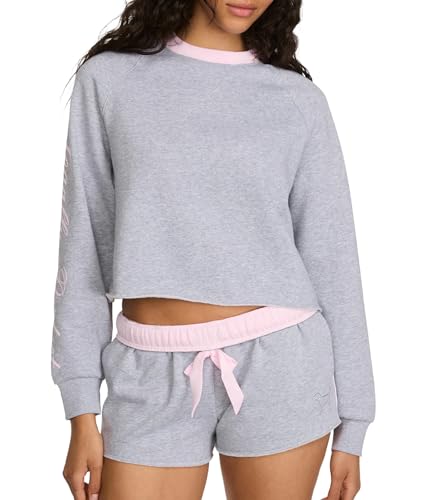Victoria's Secret PINK | Elle Campus Fleece™ Cropped Crew Sweatshirt, Medium Heather Grey, XL - image 1