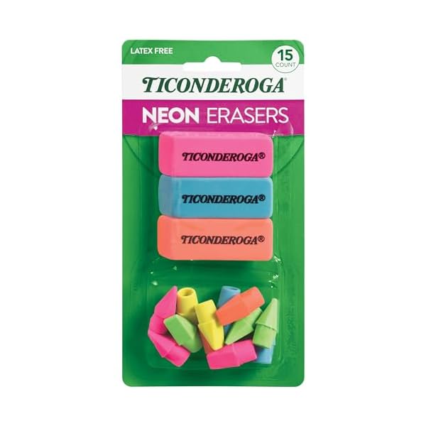 Dixon Ticonderoga Office & School Eraser Combination Set, 15 Eraser Multi-Pack, Multicolored (38931)