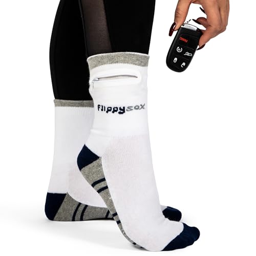 Image of Zipper Sock Wallet - Cotton & Polyester Zipper Socks with Pockets - Fits shoe size 6-13