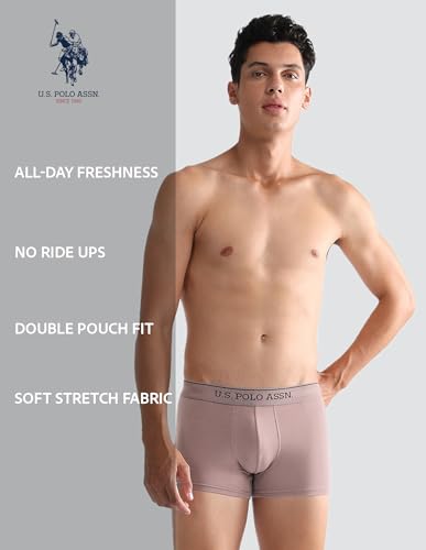 Image of U.S. Polo ASSN. Mens OET15 Mid Rise Solid Underwear Trunks - Pack of 3